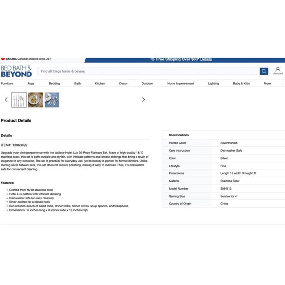 New in box: 2 Wallace Hotel Lux 20Piece Flatware Sets for 4 (2 boxes=8 settings) - Picture 7 of 9